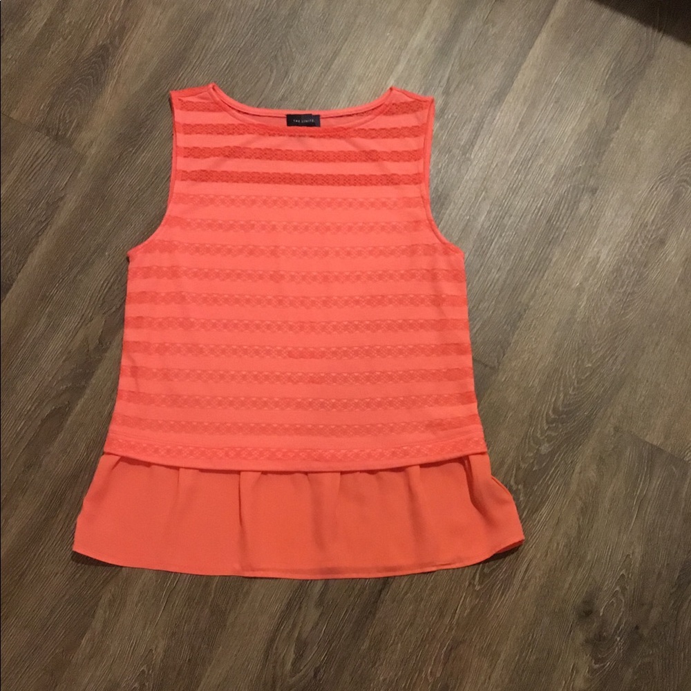 Salmon Peplum sleeveless blouse, Small